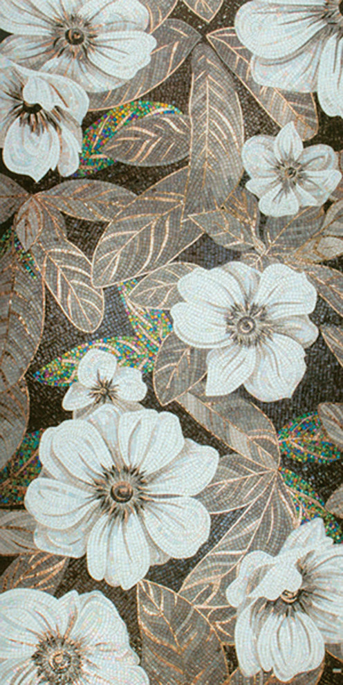 Колотое панно из мозаики - "Цветы-8"
