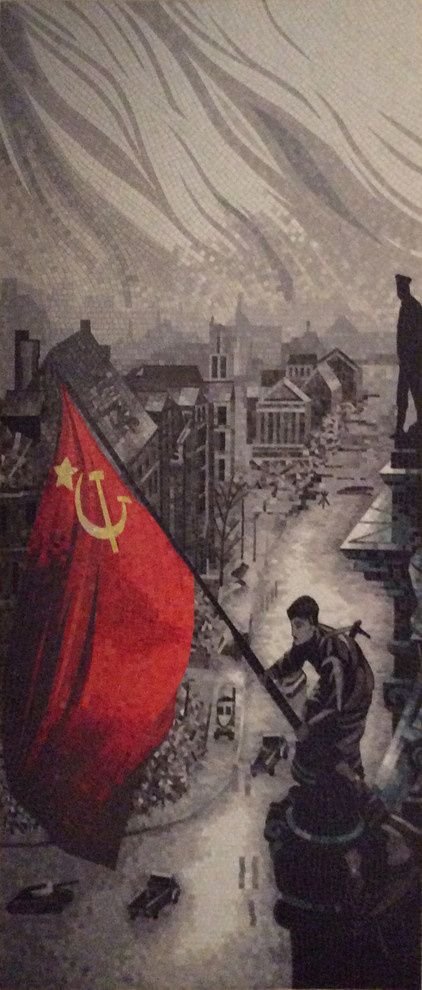 Колотое панно из мозаики - "Знамя Победы"