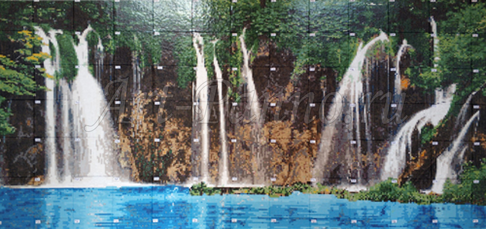 Панно из мозаики в матричной технике - "водопад"