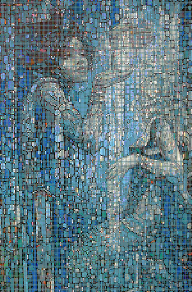 Панно из мозаики в матричной технике - "звуки дождя"