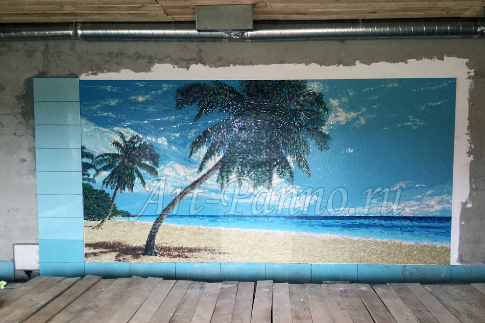 Панно из мозаики в матричной технике - "пальмы"