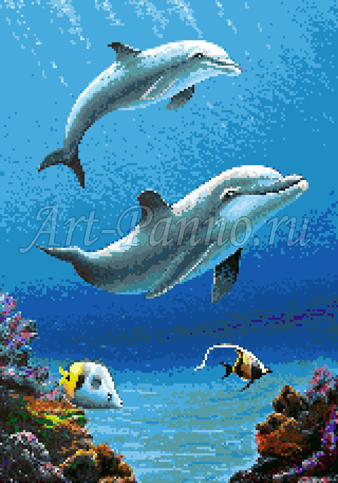 Панно из мозаики в матричной технике - "подводный мир"