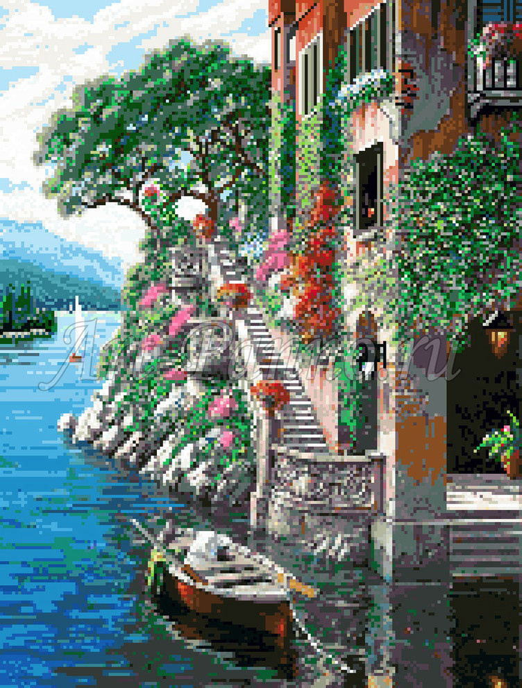 Панно из мозаики в матричной технике - "средиземноморье"