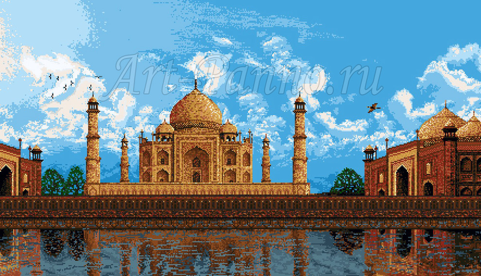 Панно из мозаики в матричной технике - "Тадж-Махал"