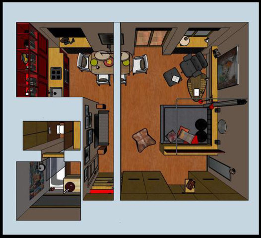 Изометрия квартиры, планировка, вид сверху