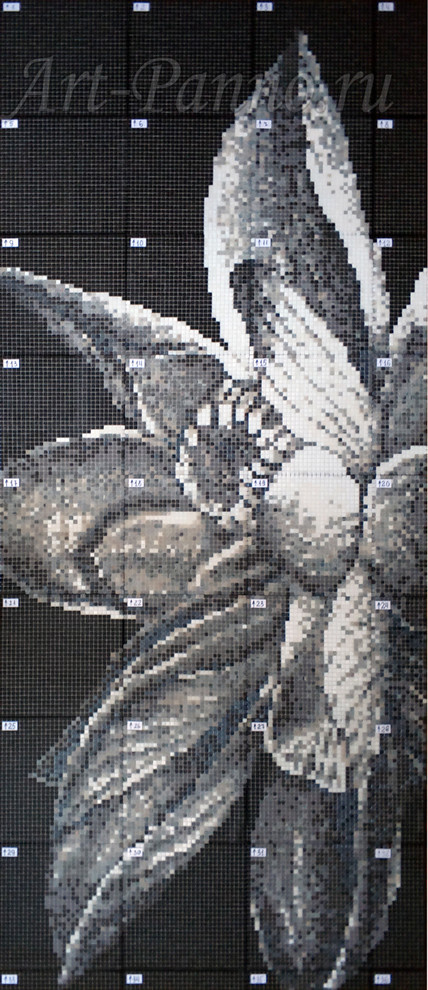 Панно из мозаики в матричной технике - "цветок-024"