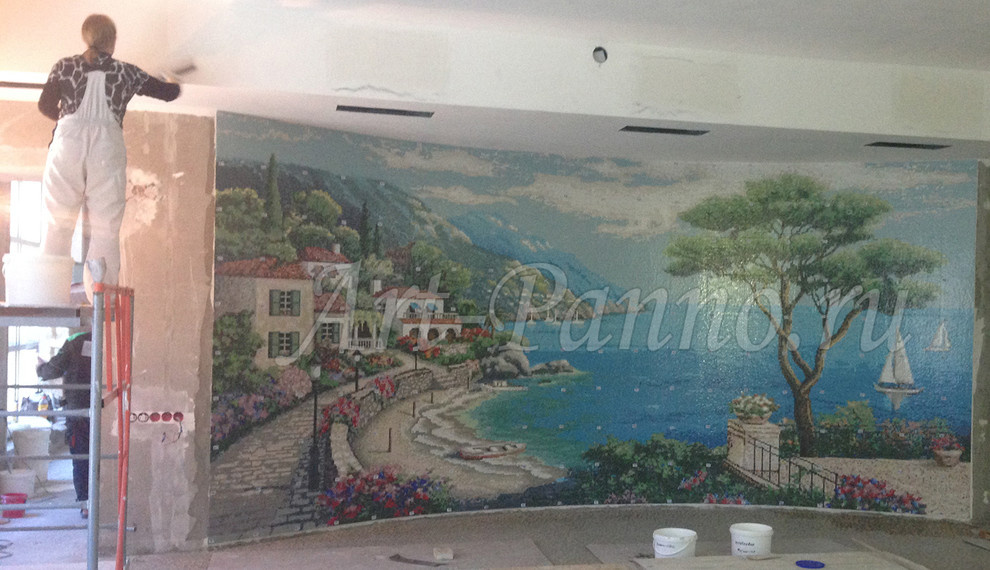 Панно из мозаики в матричной технике - "средиземноморье"