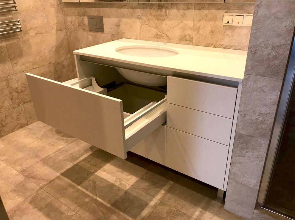 Тумба в санузел с кварцевой столешницей