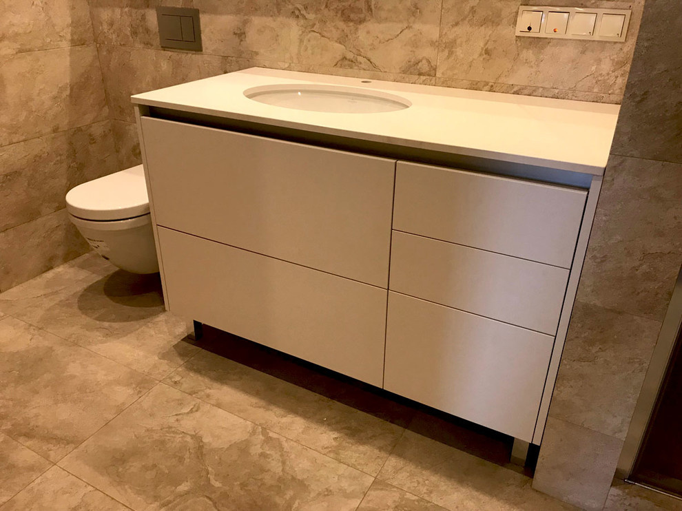 Тумба в санузел с кварцевой столешницей