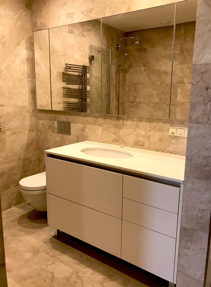 Тумба в санузел с кварцевой столешницей