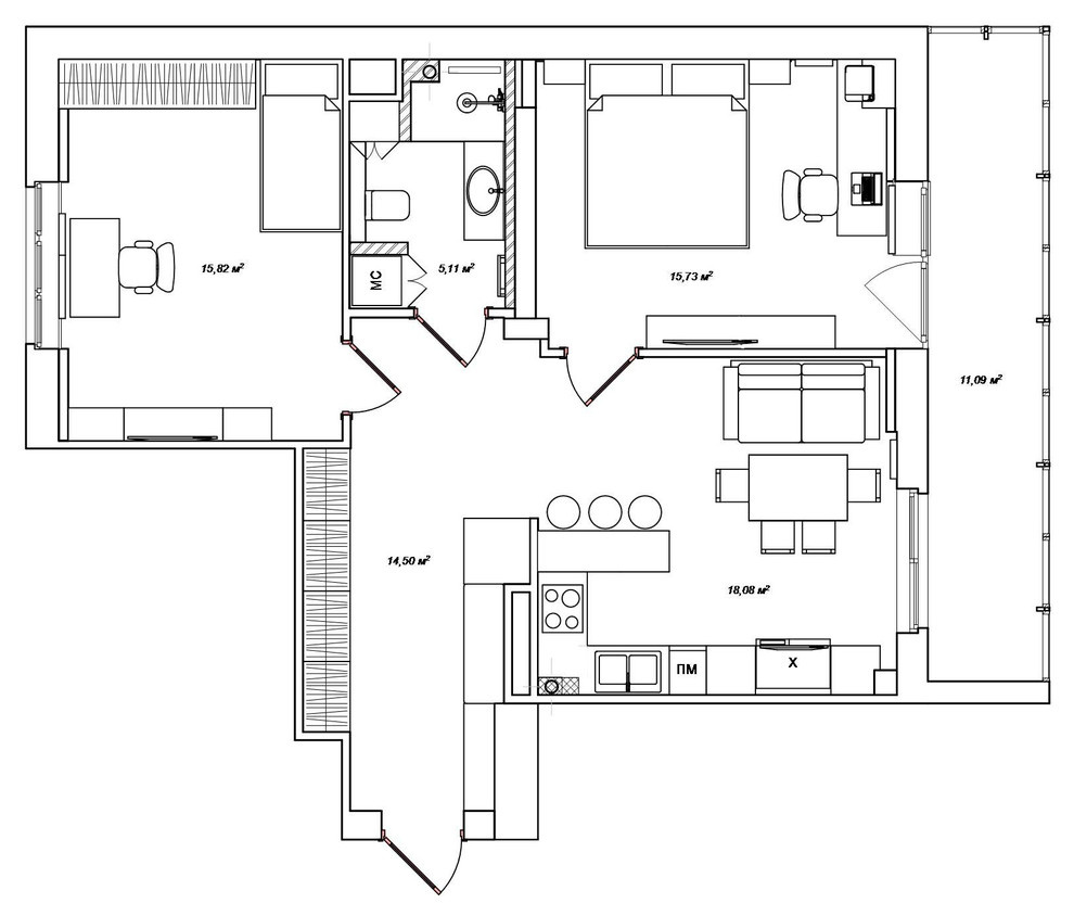 Квартира с зеленой стеной (реализация)