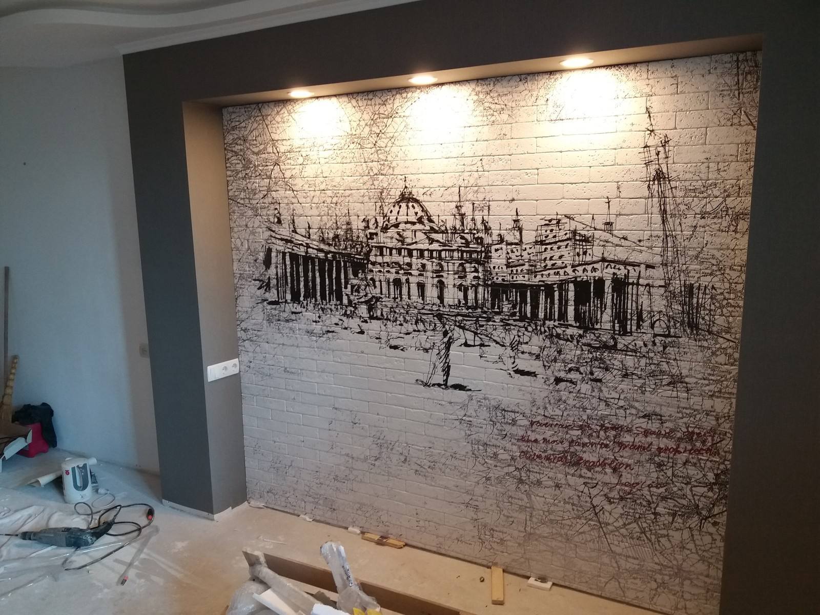 Гипсовый кирпич с принтом