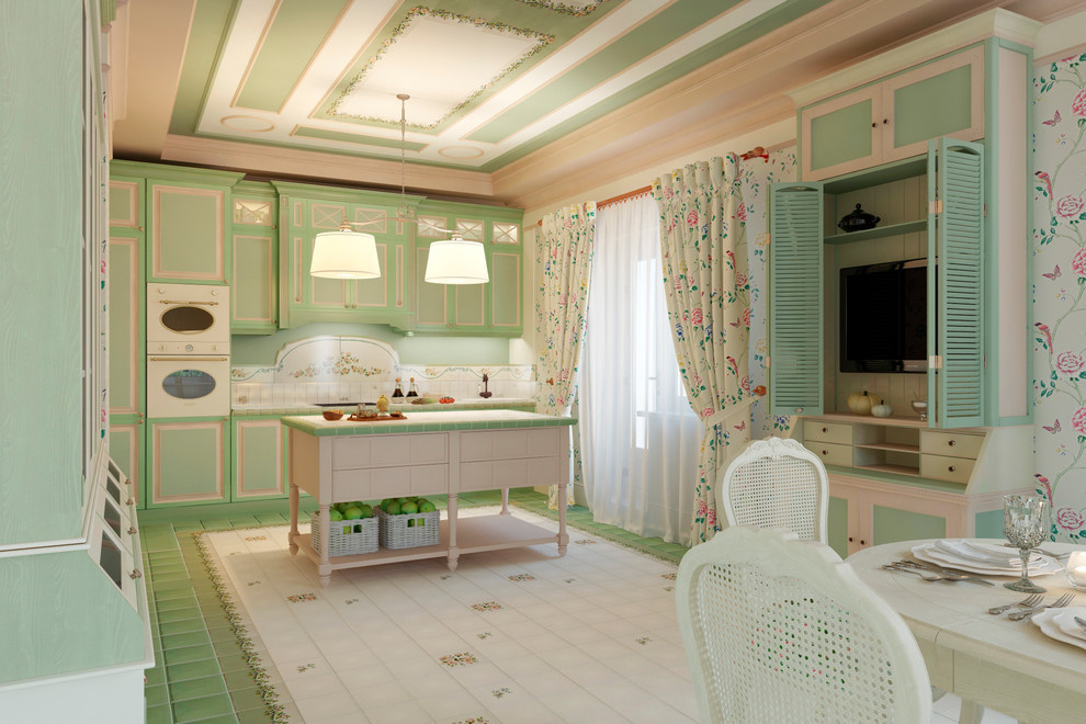 Кухня прованс в загородном доме