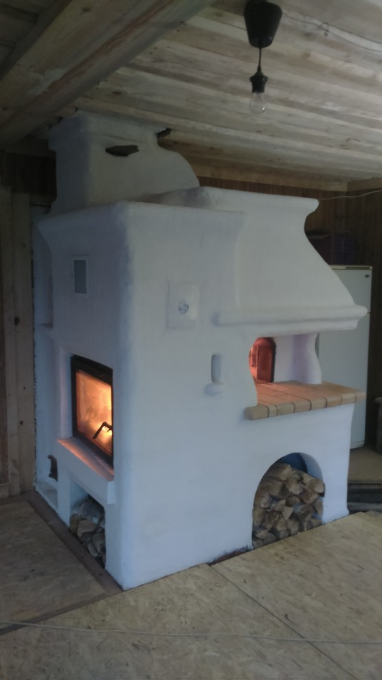 Отопительный комплекс; русская печь, чугунный камин, лежанка