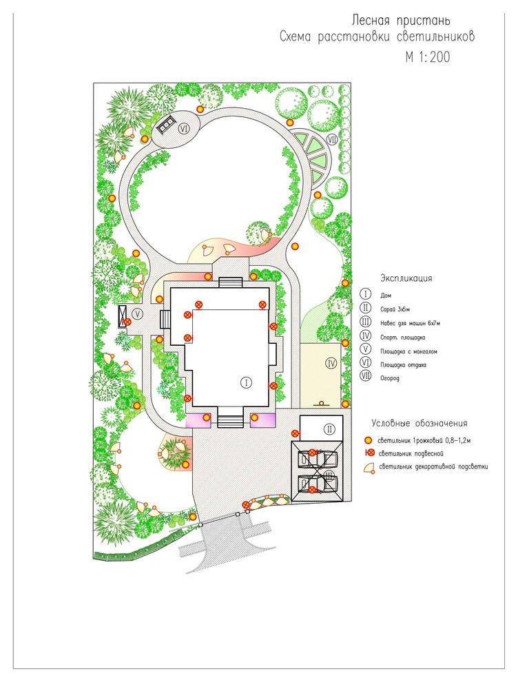 Схема расстановки светильников