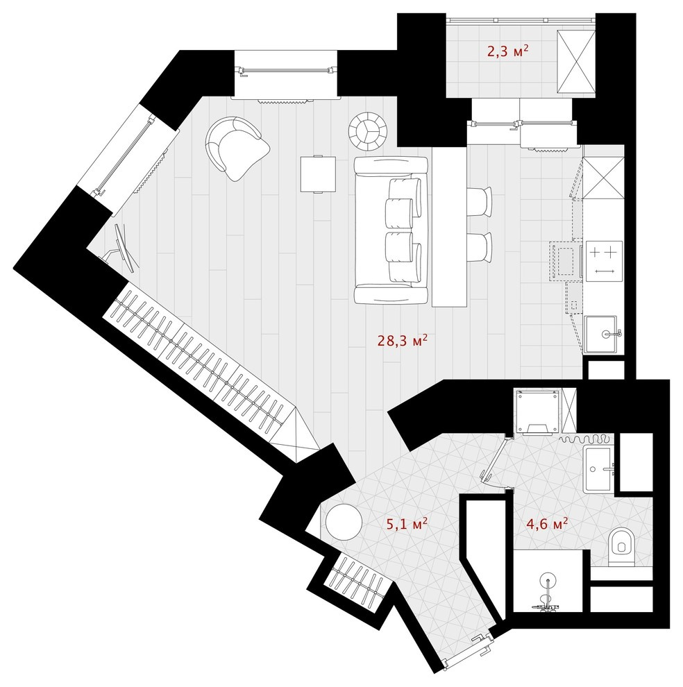 Микро-лофт 38 м2 | Small loft apartments