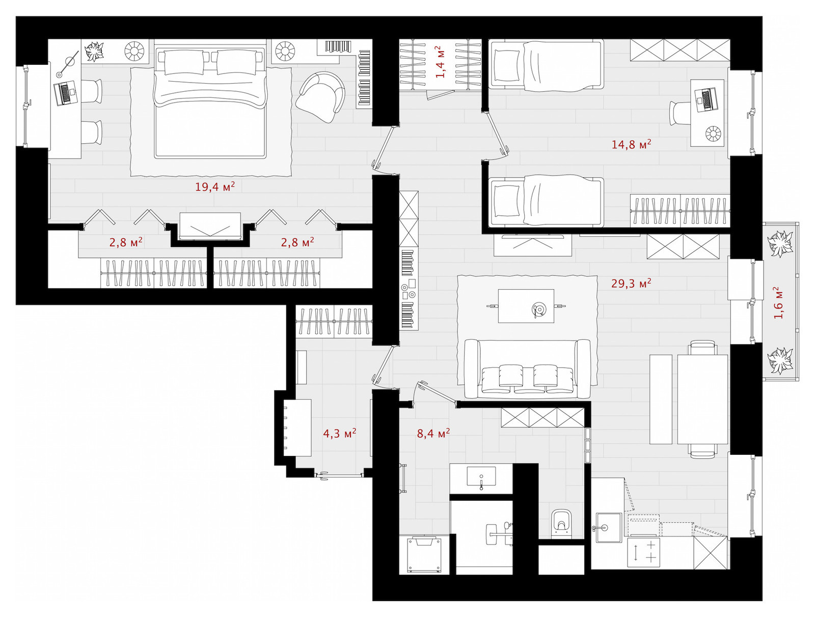 Эклектичный уютный лофт, 84 кв.м. | Eclectic loft