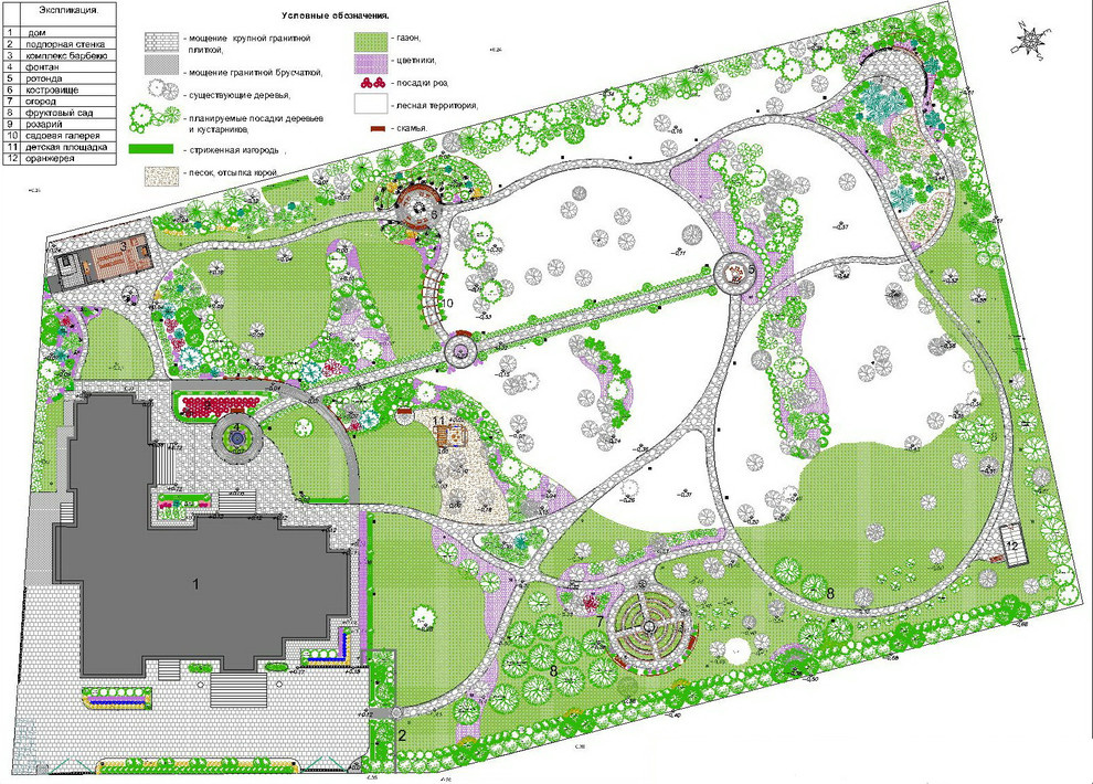 Сад резиденции для большой семьи