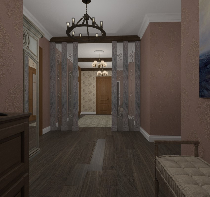 Каменные колонны в коридоре квартиры