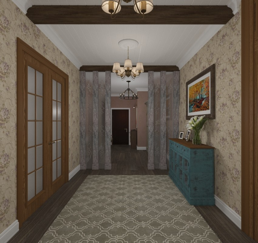 Каменные колонны в коридоре квартиры