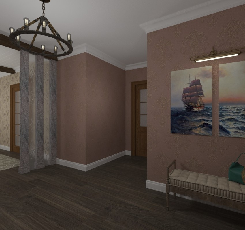 Каменные колонны в коридоре квартиры