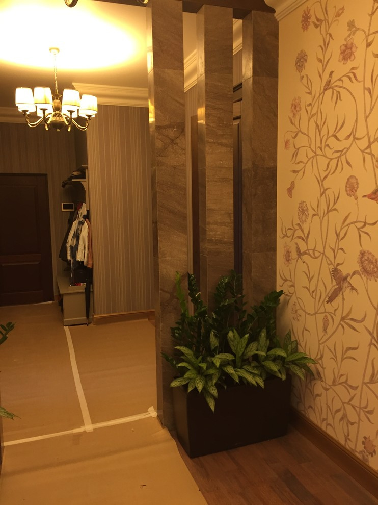 Каменные колонны в коридоре квартиры