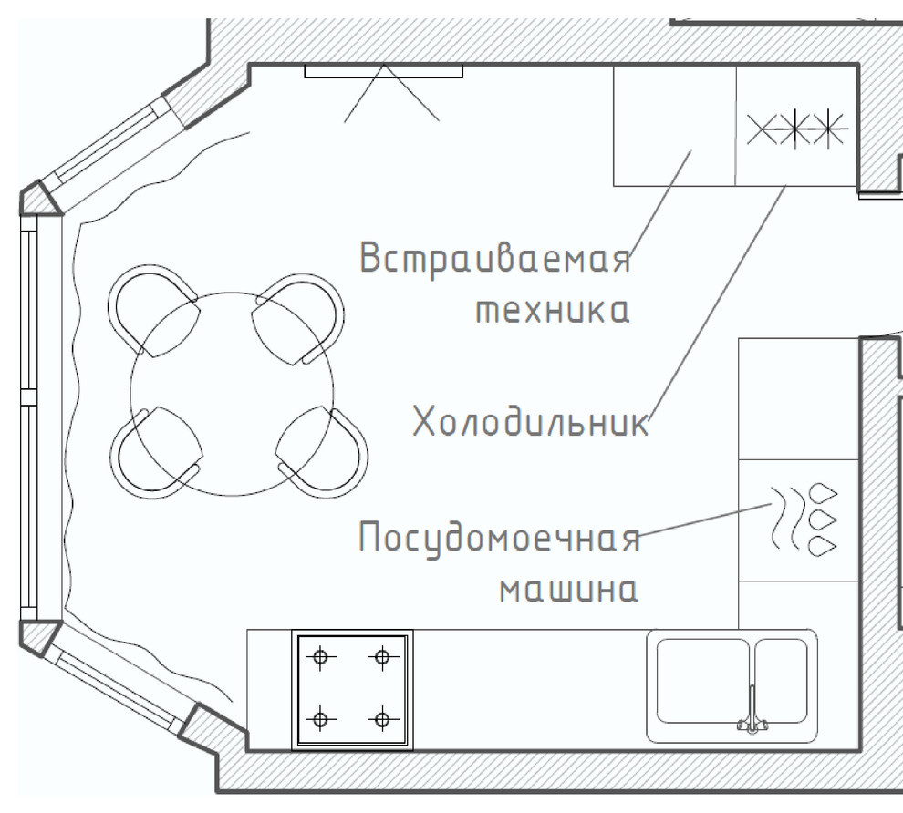 Кухня по дизайн-проекту, 12 кв. м