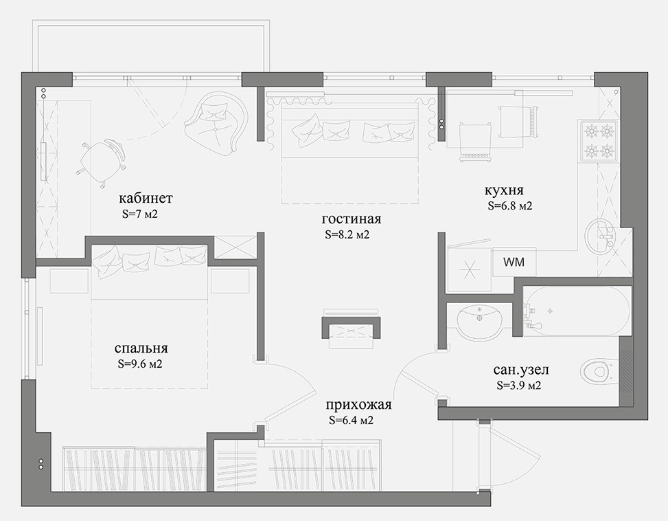 Квартира Московский 43м2