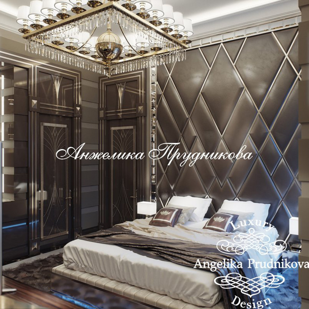 Дизайн-проект интерьера мужской спальни в стиле ар-деко в ЖК Art Residence
