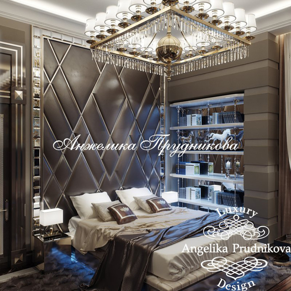 Дизайн-проект интерьера мужской спальни в стиле ар-деко в ЖК Art Residence