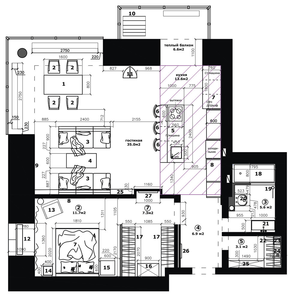 Апартаменты на 21 этаже