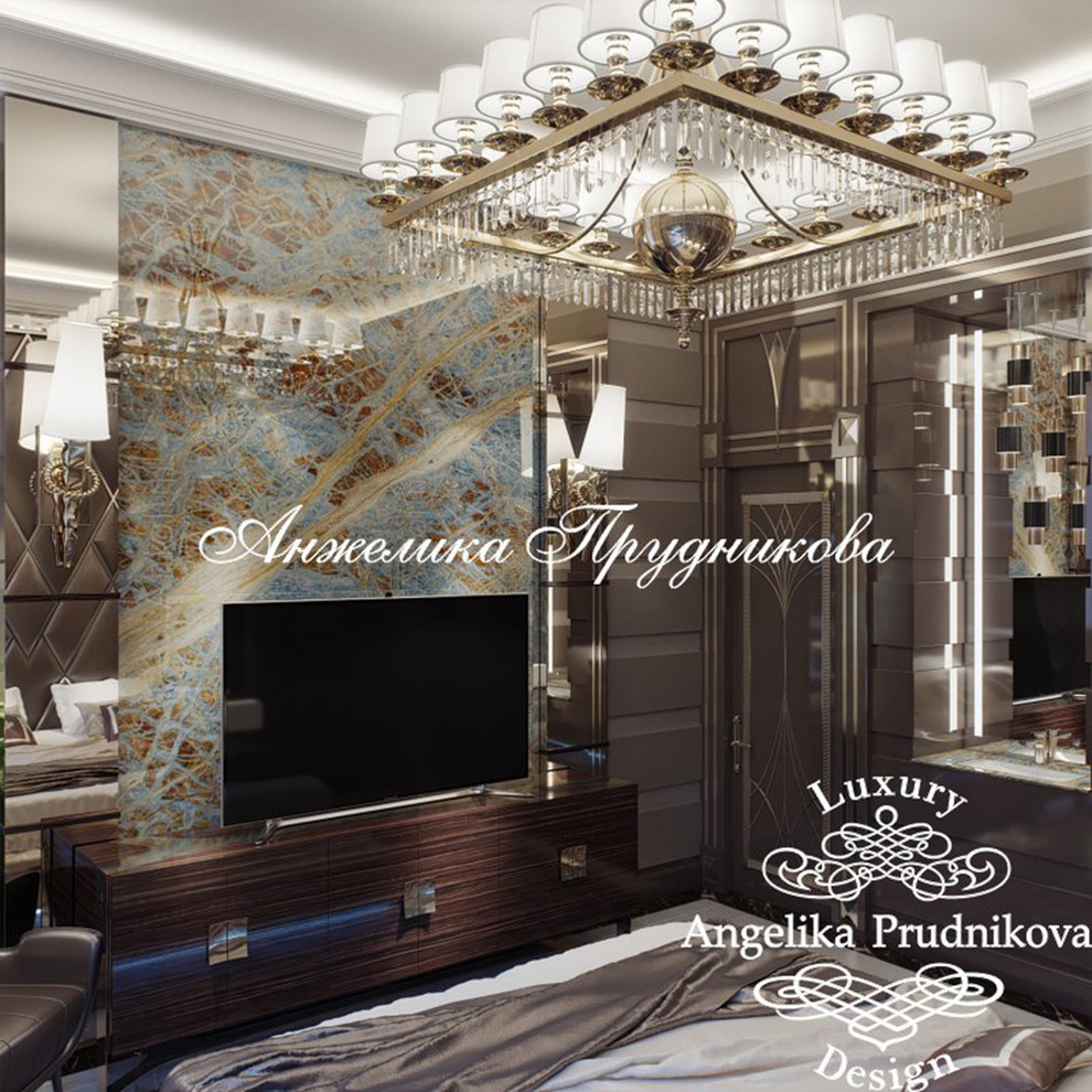 Дизайн-проект интерьера мужской спальни в стиле ар-деко в ЖК Art Residence