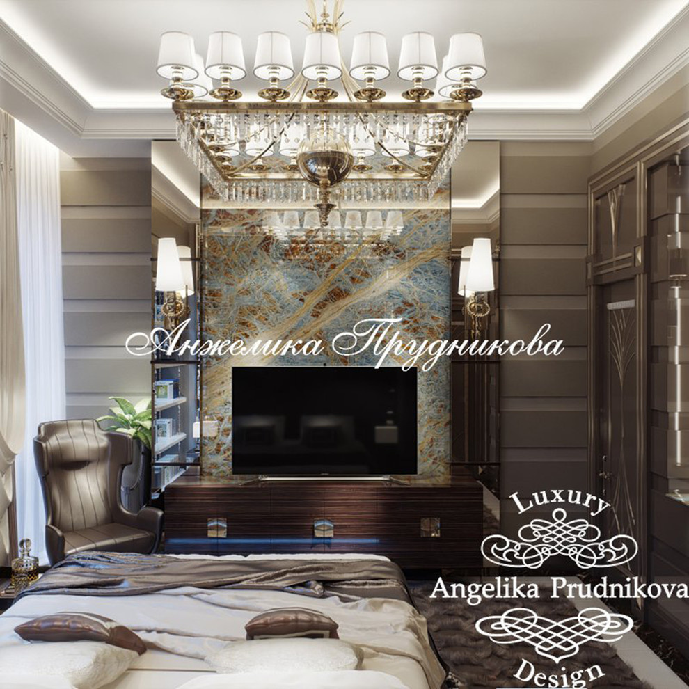 Дизайн-проект интерьера мужской спальни в стиле ар-деко в ЖК Art Residence