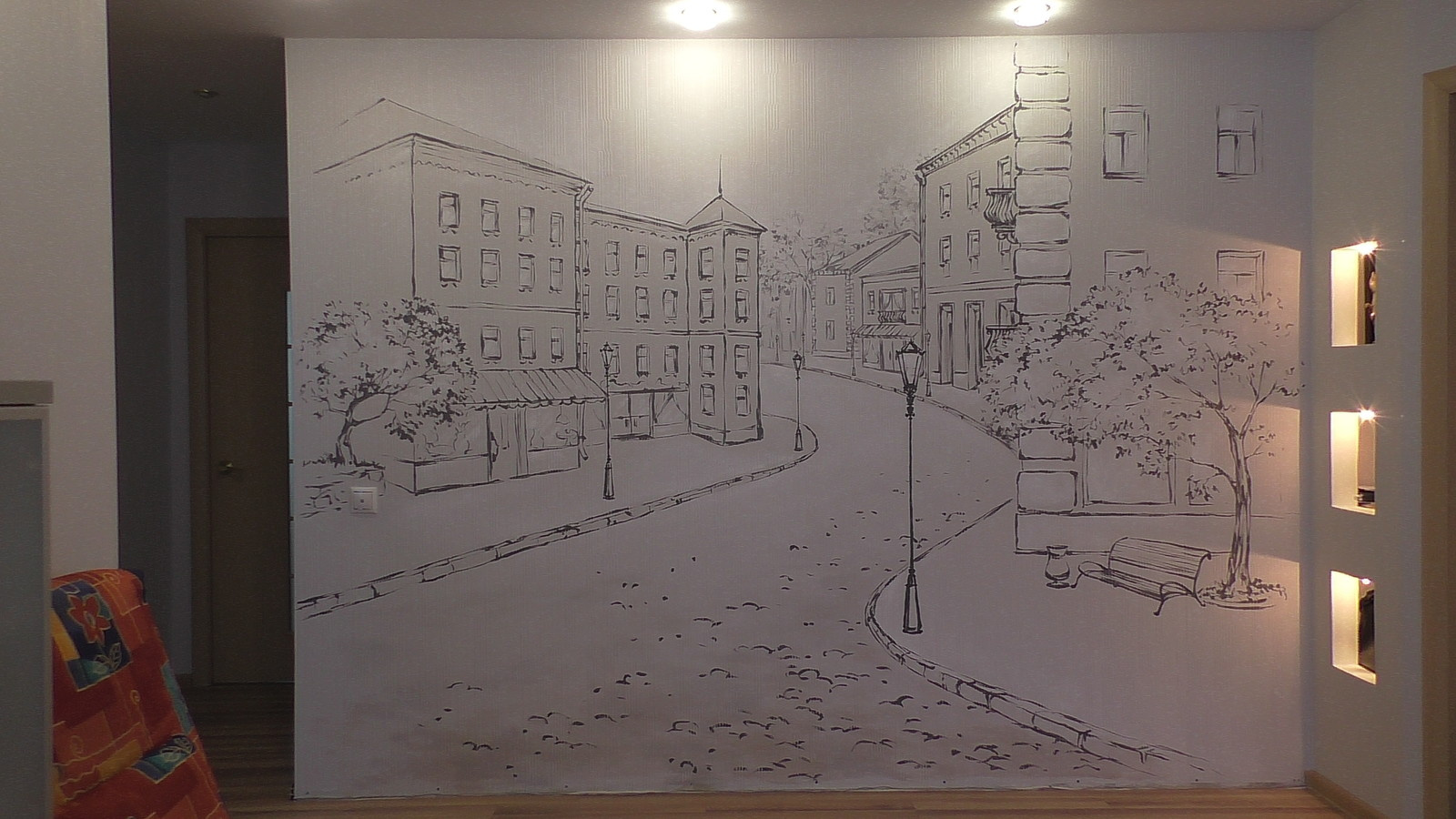 Монохромная роспись стен