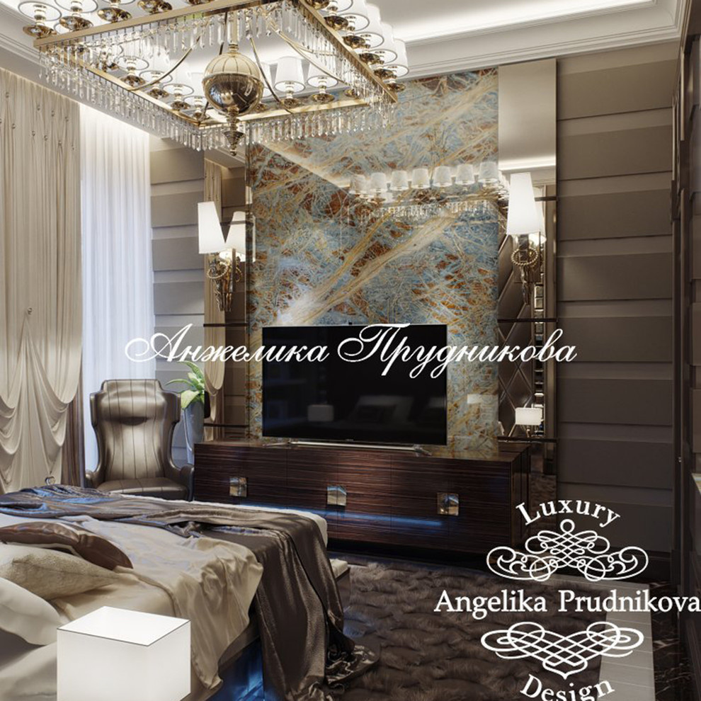Дизайн-проект интерьера мужской спальни в стиле ар-деко в ЖК Art Residence