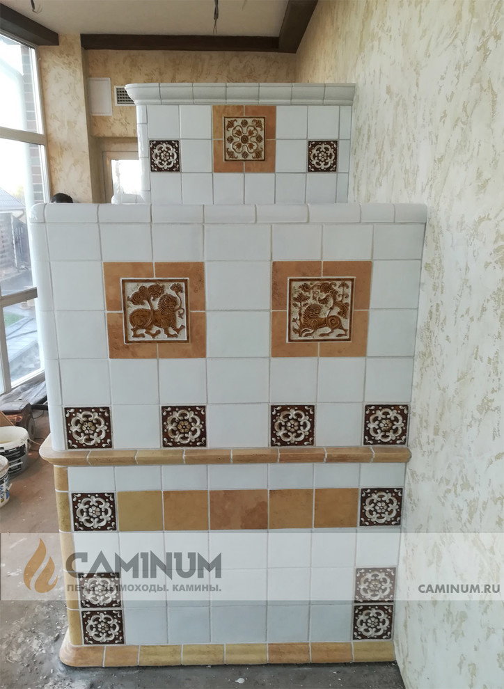 Облицовка русской печи изразцами ручной работы