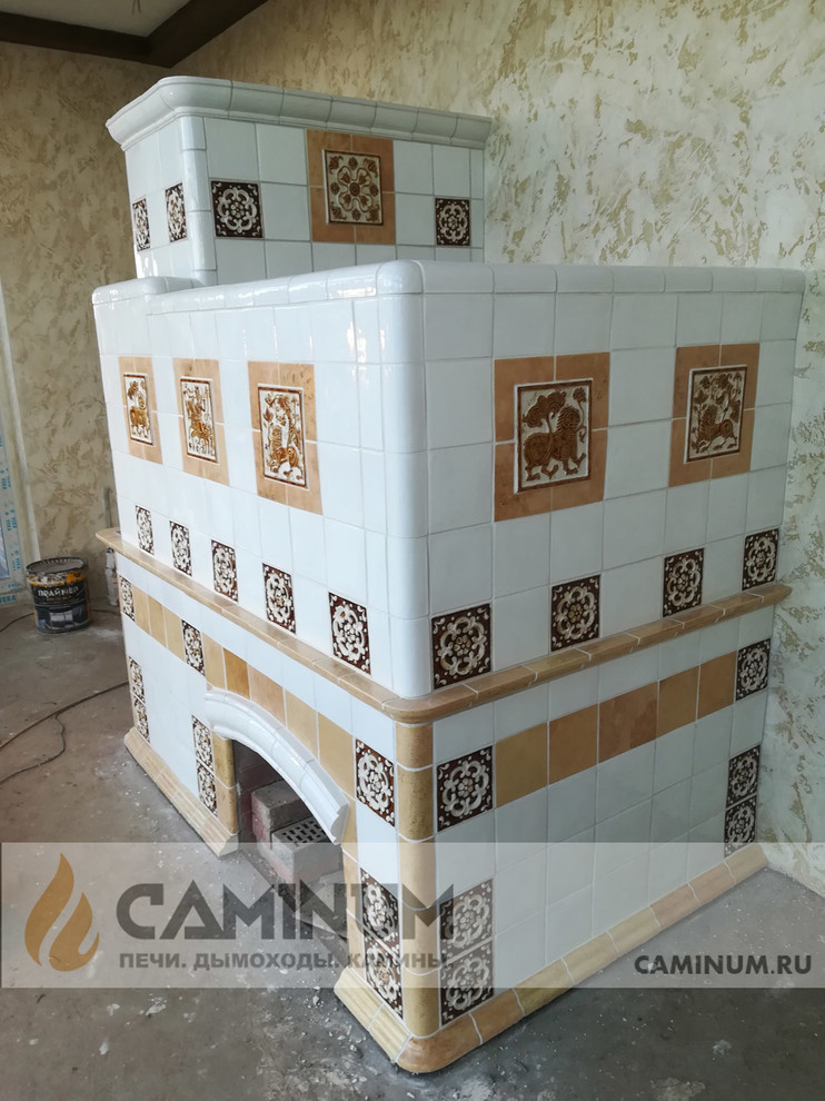 Облицовка русской печи изразцами ручной работы