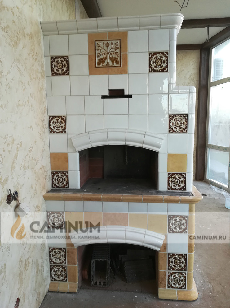 Облицовка русской печи изразцами ручной работыё