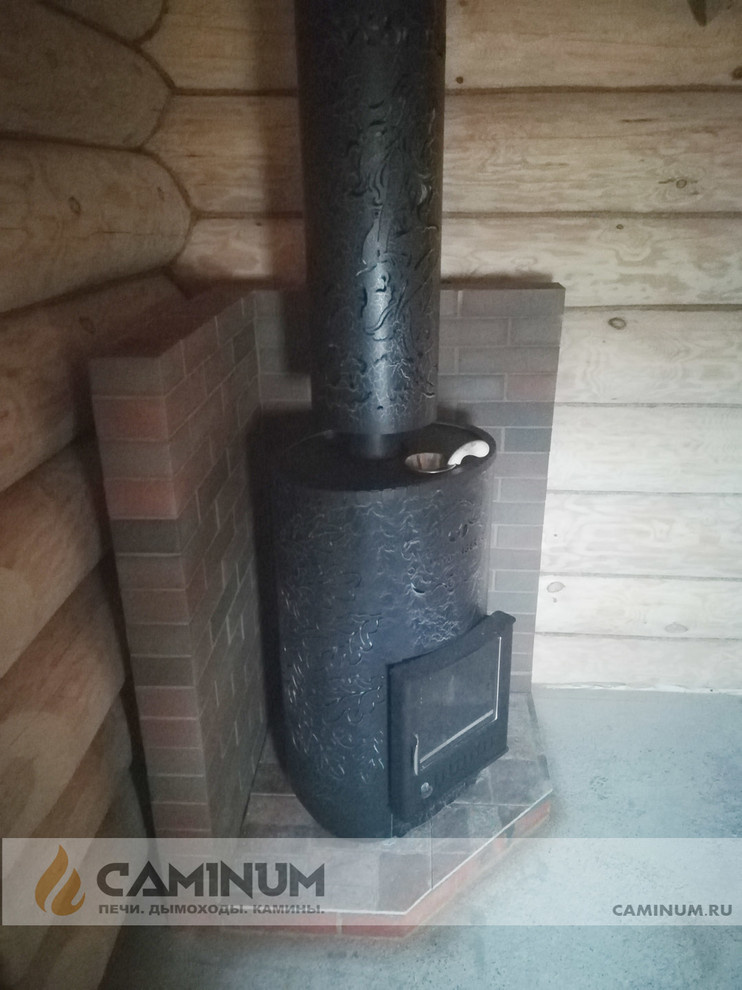 Установка банной печи Ферингер и дымохода Теплов и Сухов