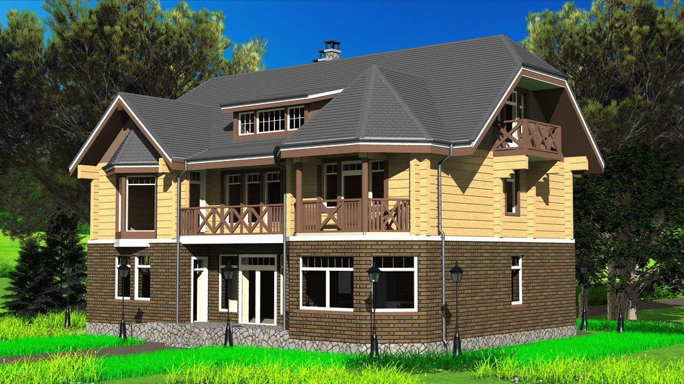 Обложка проекта: Комбинированный коттедж площадью 320 кв.м