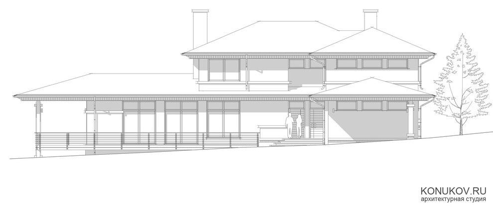 Проект жилого дома с мастерской /Архитектор Конюков/