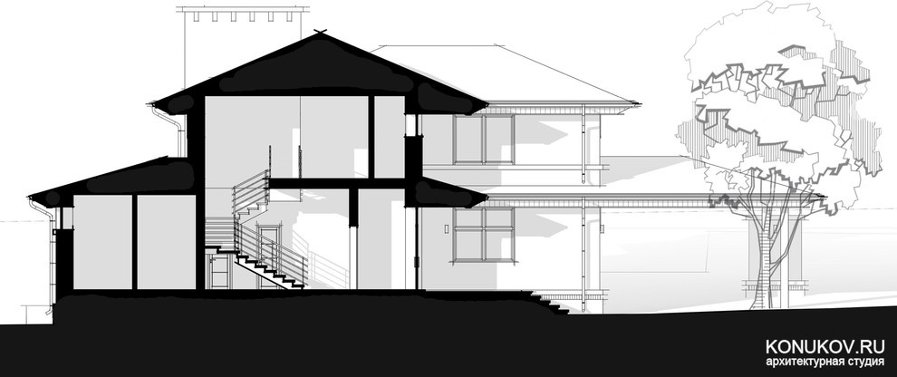 Проект жилого дома с мастерской /Архитектор Конюков/