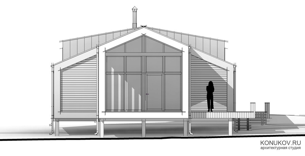 Модульный каркасный дом в современном стиле с гаражом /Архитектор konukov.ru/