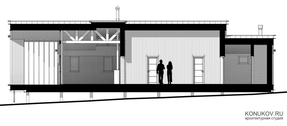 Модульный каркасный дом в современном стиле с гаражом /Архитектор konukov.ru/