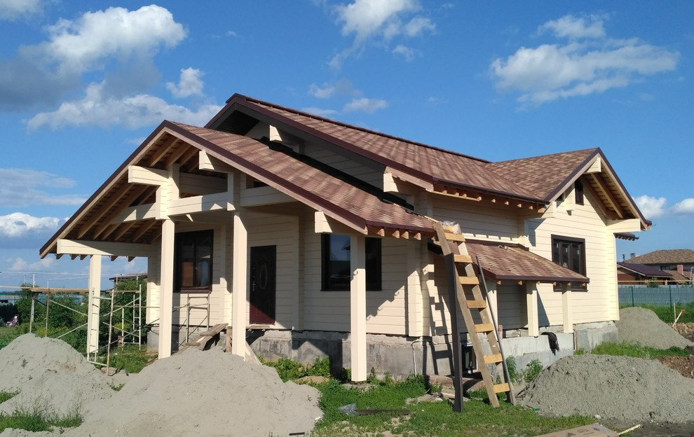 Гибкая черепица, дом из клееного бруса