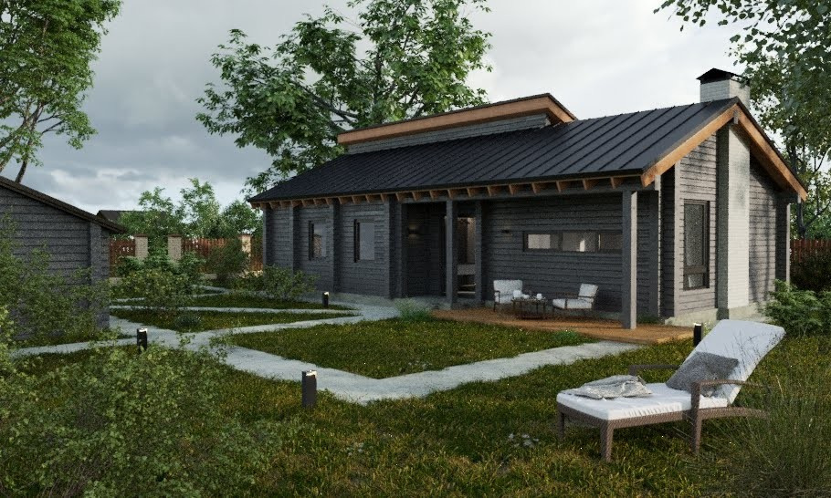 фальцевая кровля частного дома из профилированного бруса