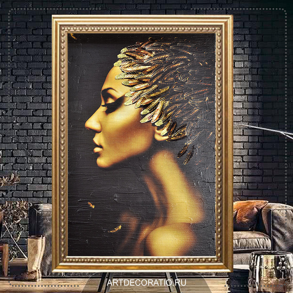 Панно "Дама с перьями"