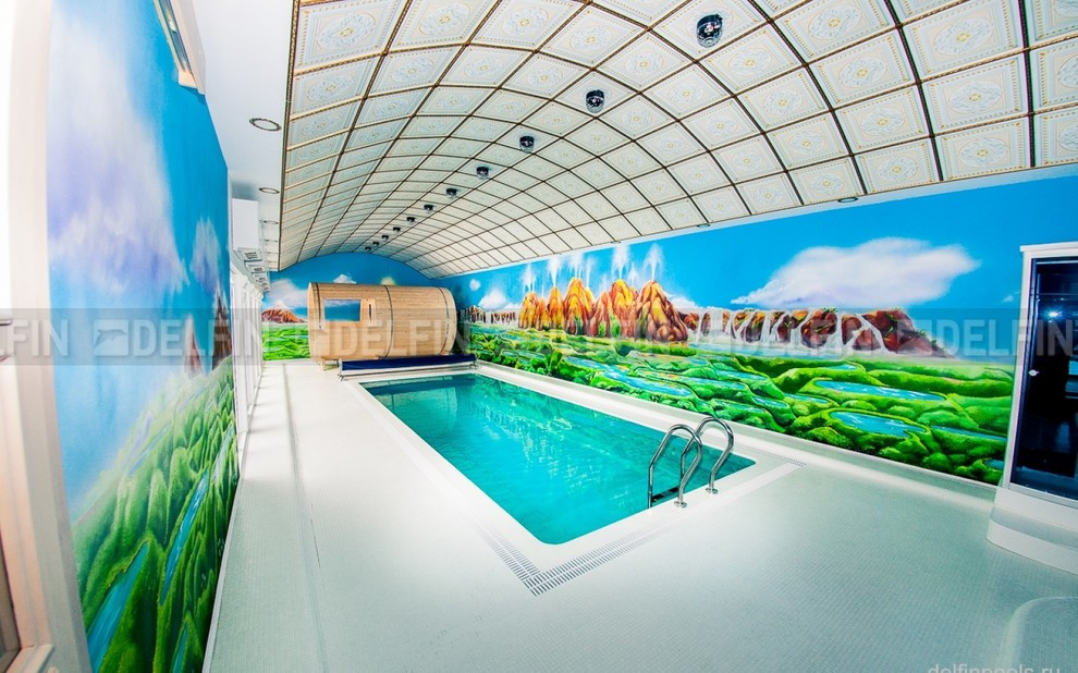 Белоснежный бассейн с диско подсветкой