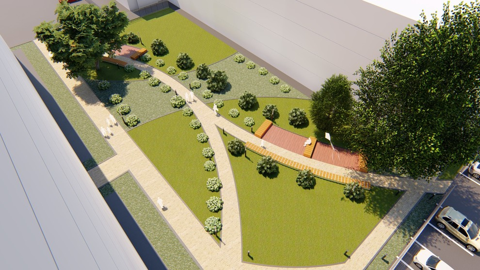 Организация зеленых пространств, ул. Шиллера, Тюмень