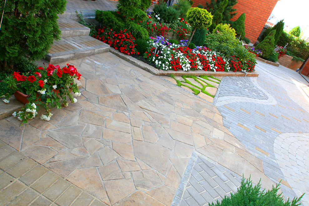 варианты мощения тротуарной плиткой